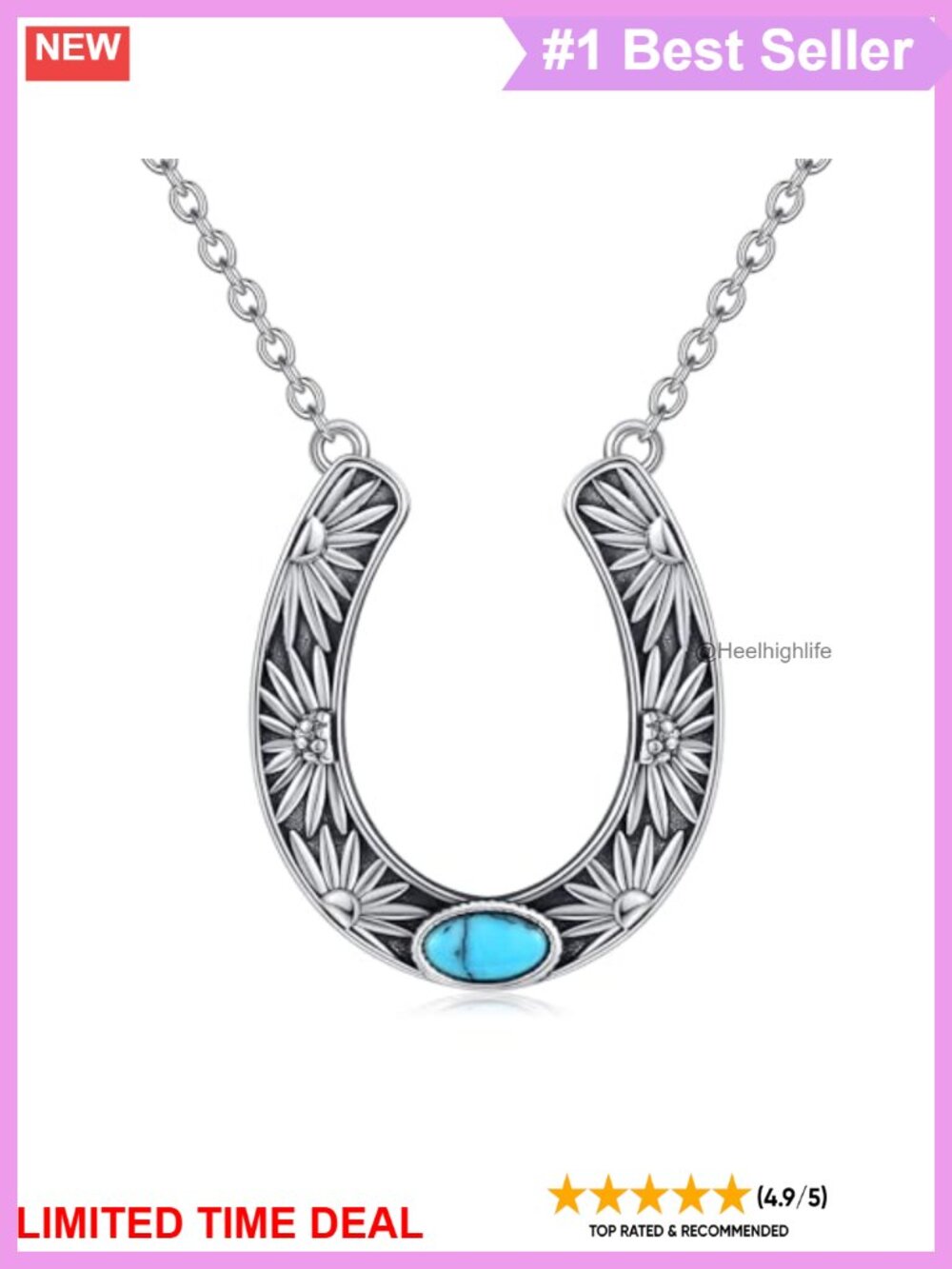 Horseshoe Necklace 925 Sterling Silver Pendant Jewelry for Women